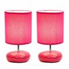 Creekwood Home 10.24-in. Traditional Mini Round Rock Table Lamp, Pink, 2PK CWT-2017-PN-2PK